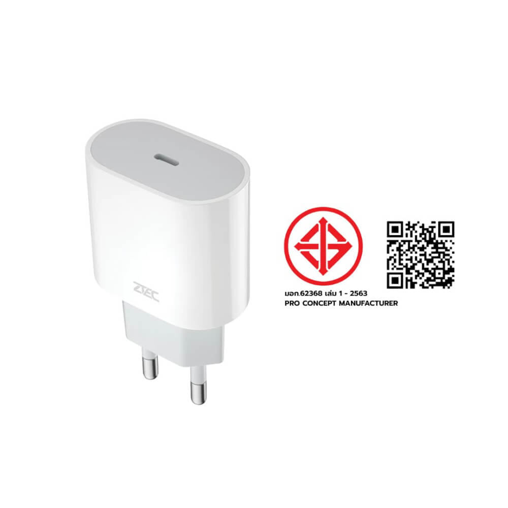 หัวชาร์จเร็ว ZTEC ZA201 20W รองรับเทคโนโลยีชาร์จด่วน PD (ขาปลั๊กไทย ปลอดภัย ได้รับมาตรฐาน มอก.)_11